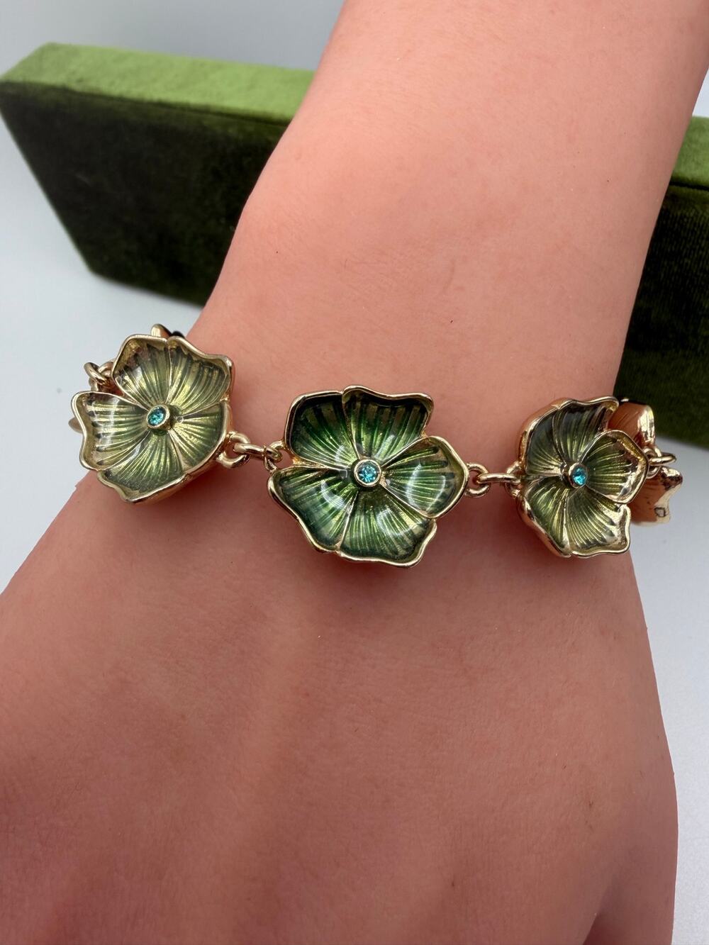 vintage Napier enamel flower link bracelet